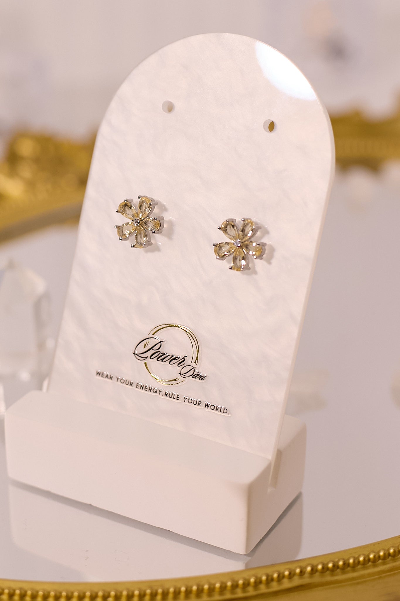 E070-Citrine Flower Earrings