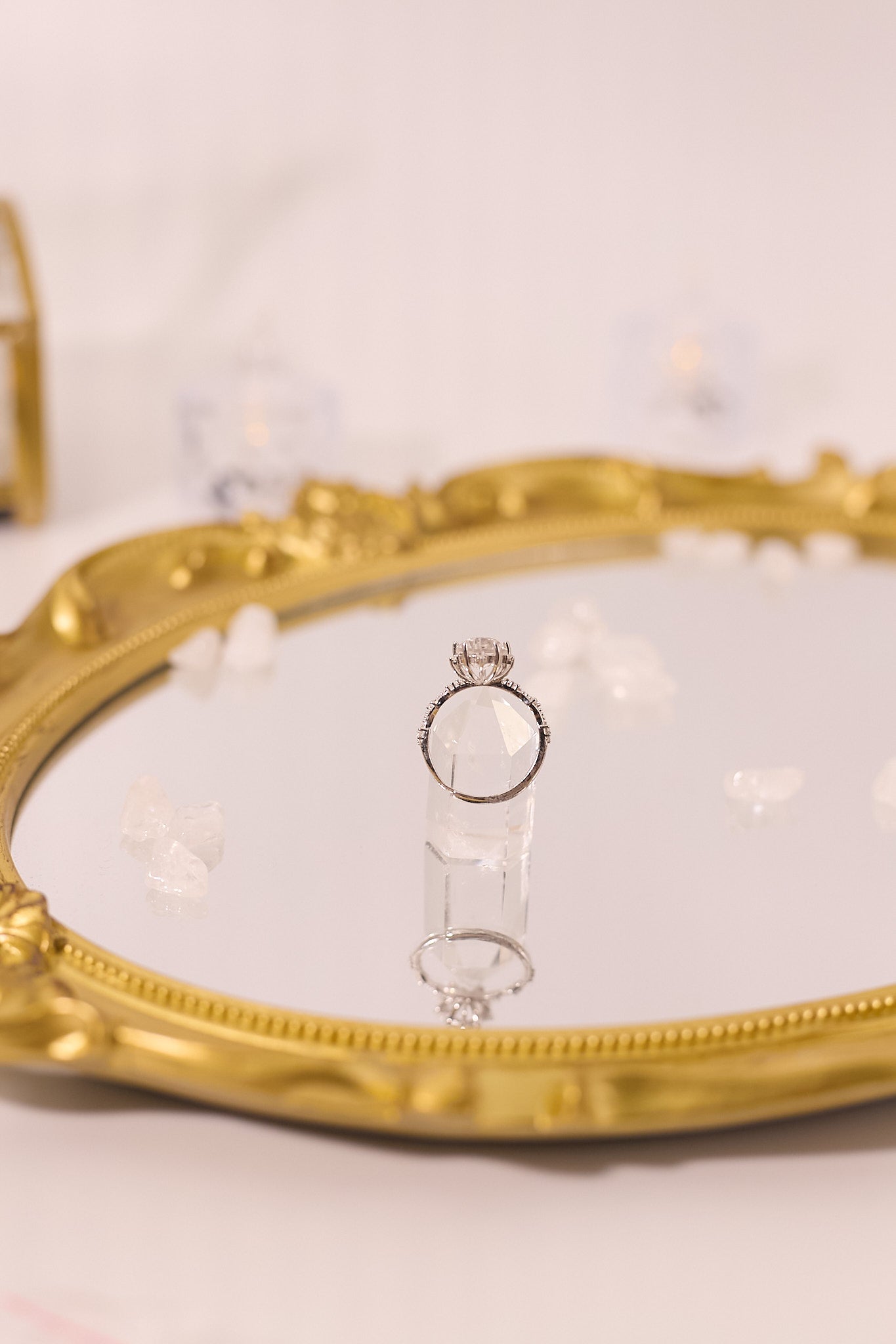 R046-White crystal five-pointed star S925 open ring