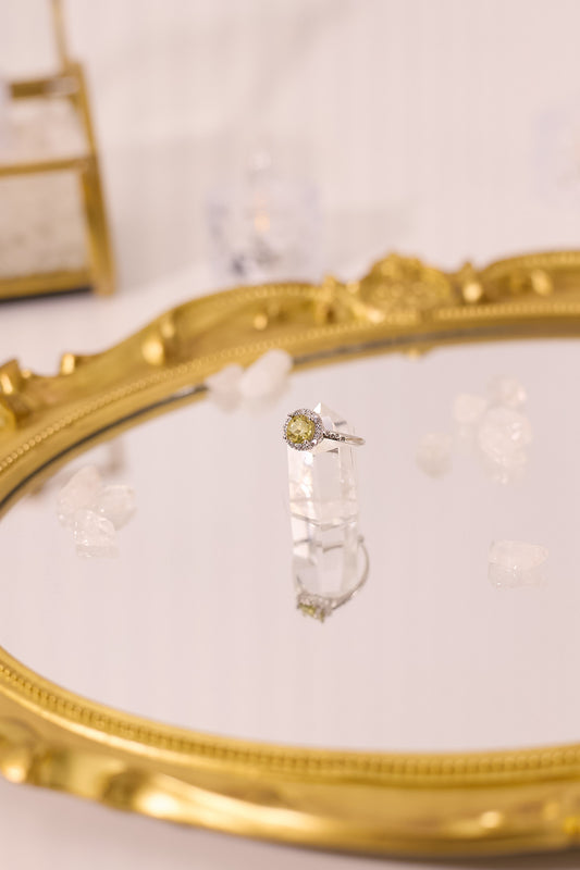 R052-Olivine Round S925 Open Ring