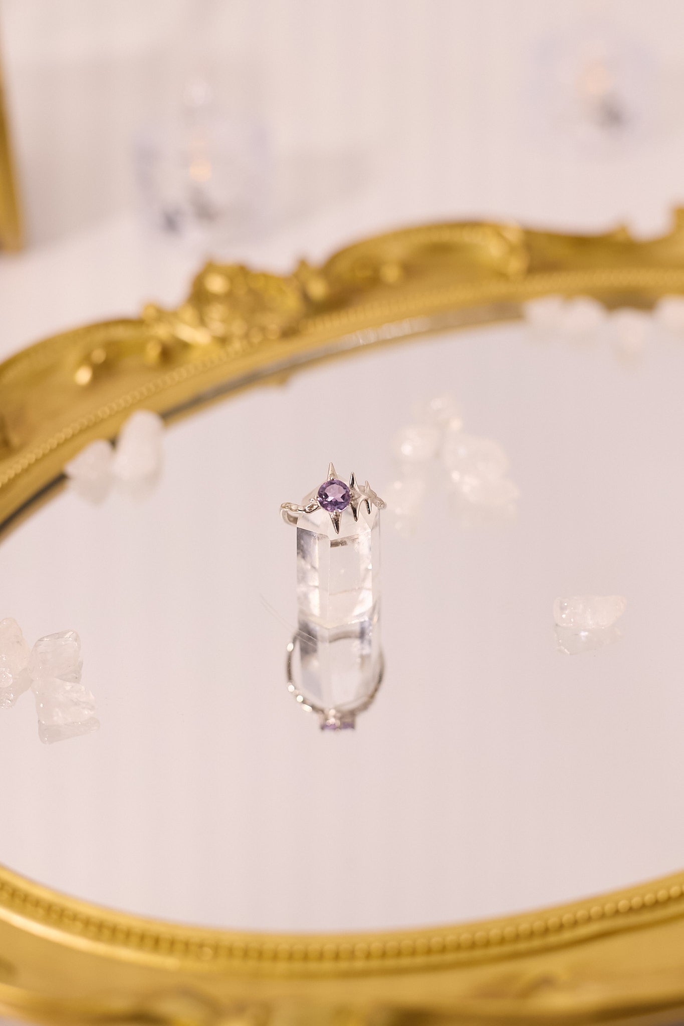 R053-Amethyst Pointed S925 Open Ring