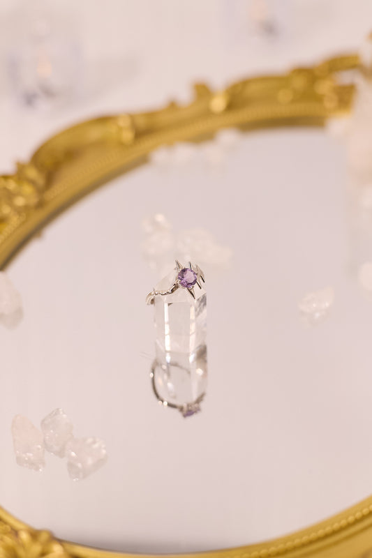 R053-Amethyst Pointed S925 Open Ring