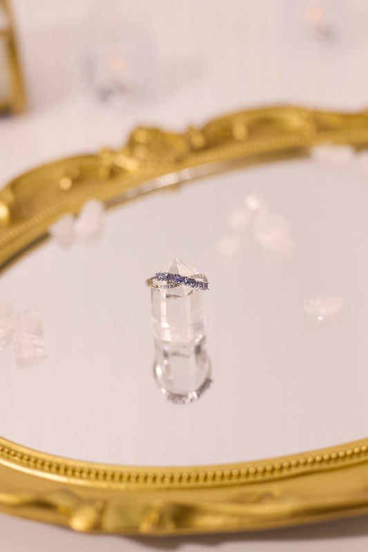 R054-Tanzanite X-shaped S925 open ring