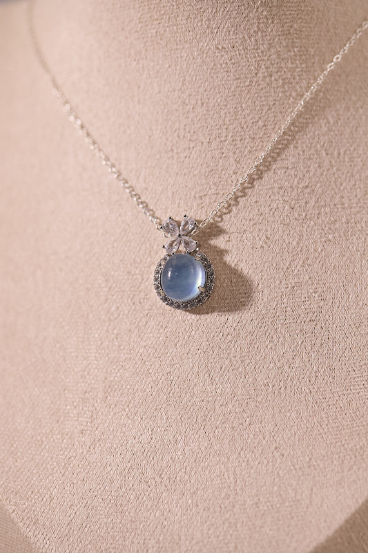 N041-海藍寶蝴蝶結磁吸款頸鏈