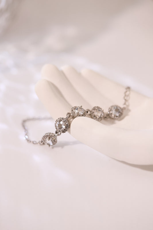 C055-白水晶圓形手鏈