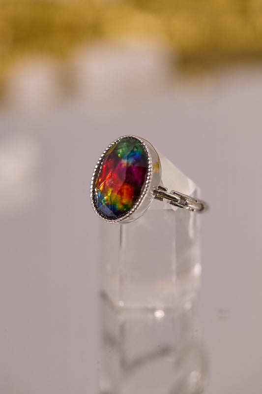 R068-斑彩蛋形S925開口戒指