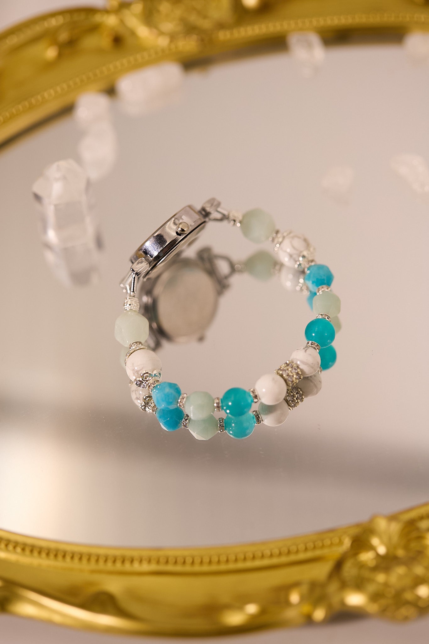 W004-天河石.白松石石英錶