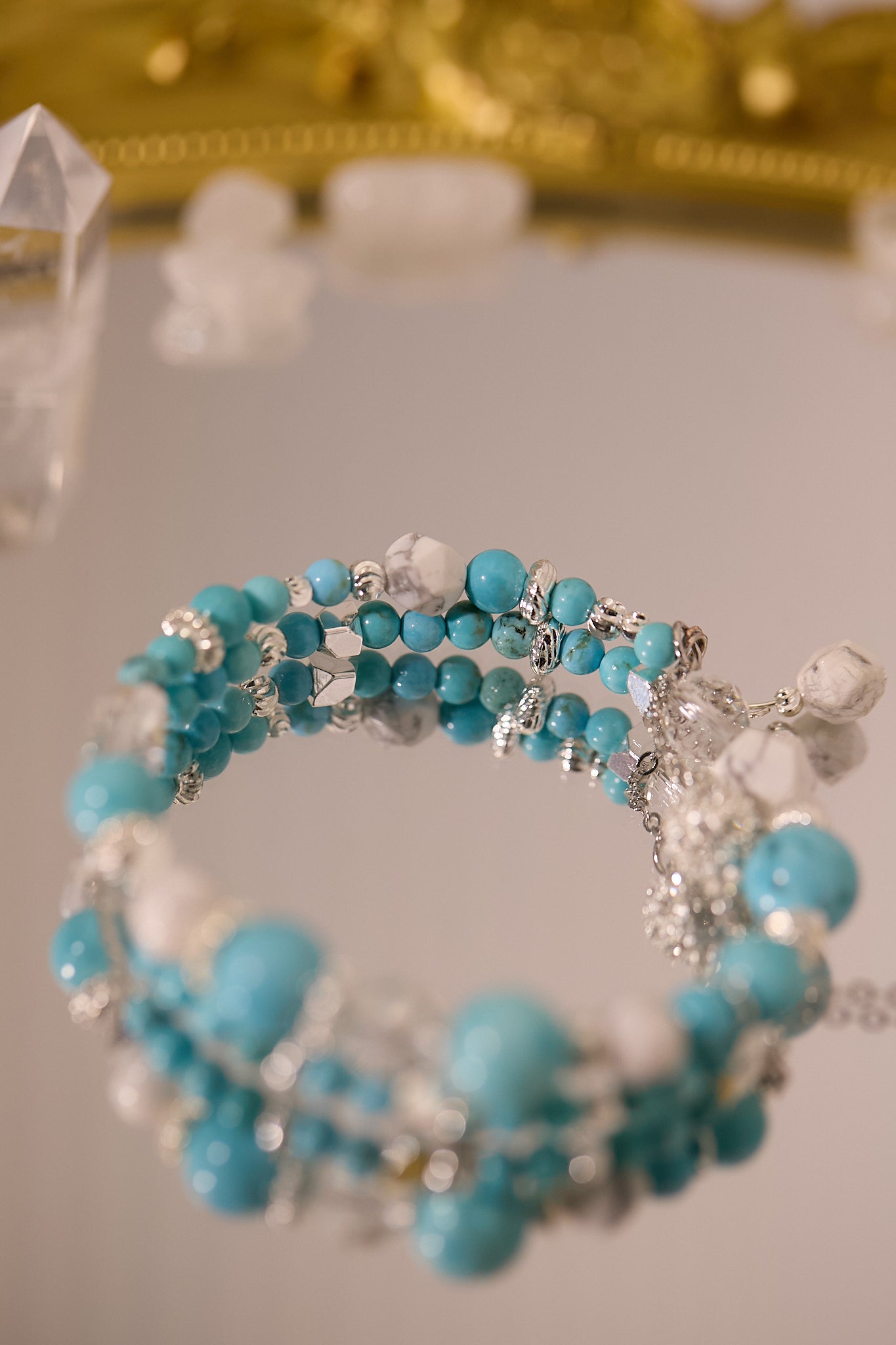 C072-綠松石·白松石·白水晶手鈪款