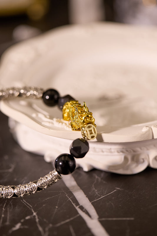 C079-招財貔貅.黑曜石.銀曜石(包括開光)