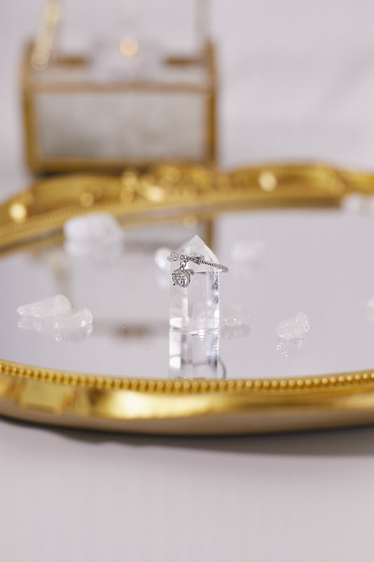 R034-Aquamarine Cut S925 Open Ring