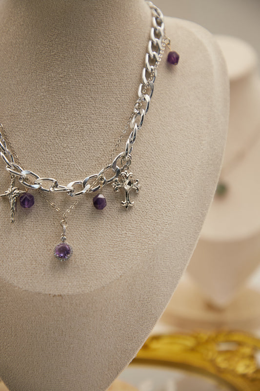 N006-Amethyst Gothic style magnetic necklace