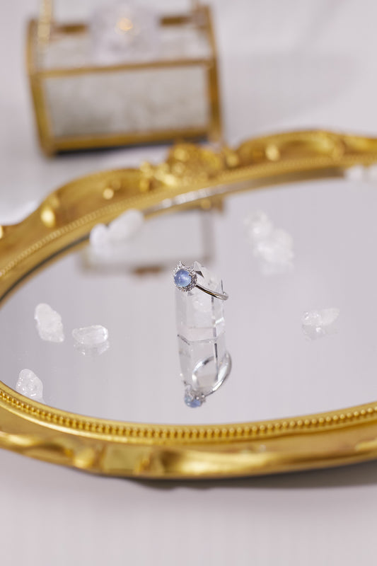 R038-Aquamarine Bow Open Ring