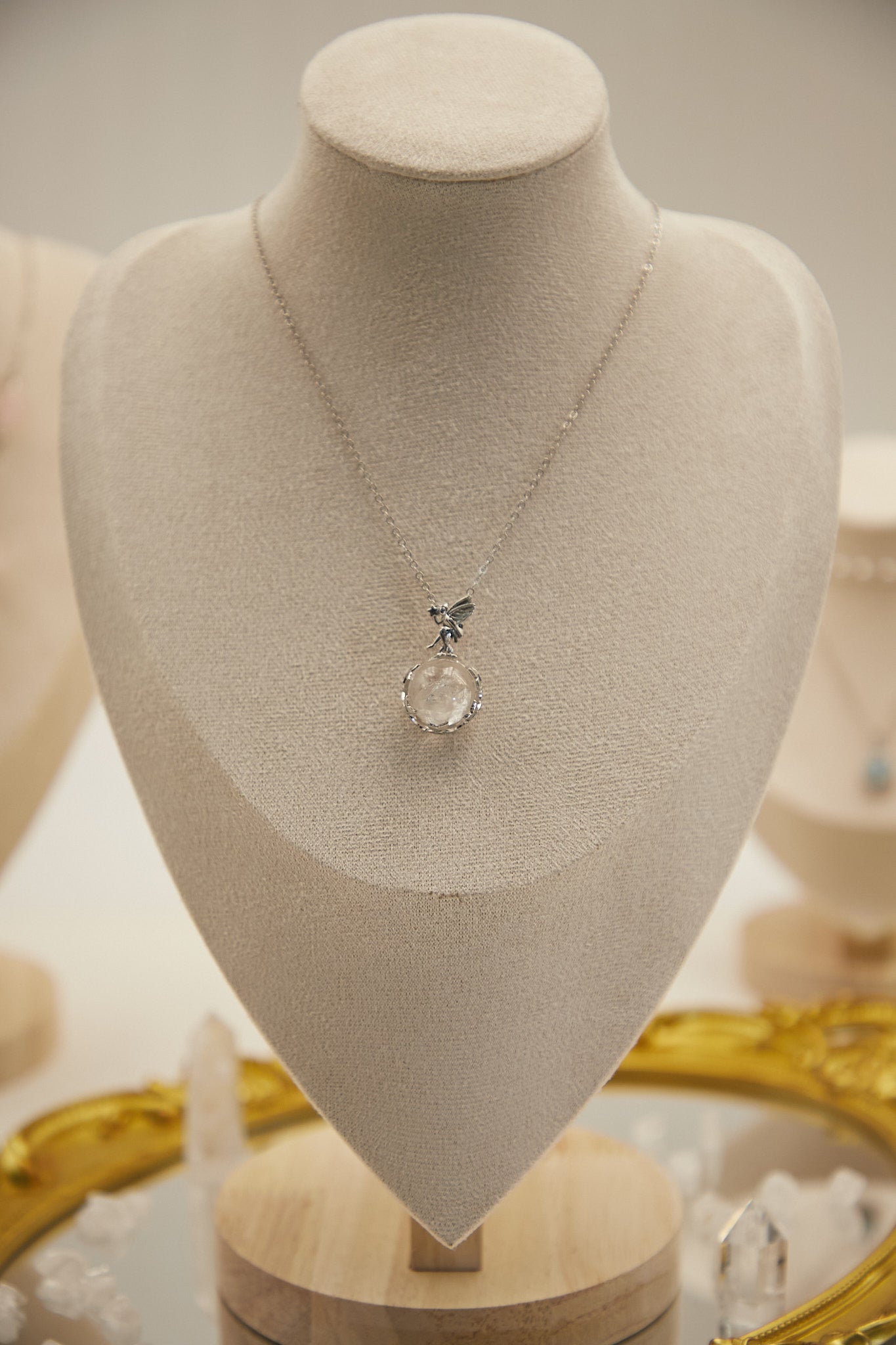 N011-White Asai Angel Pendant with Magnetic Necklace