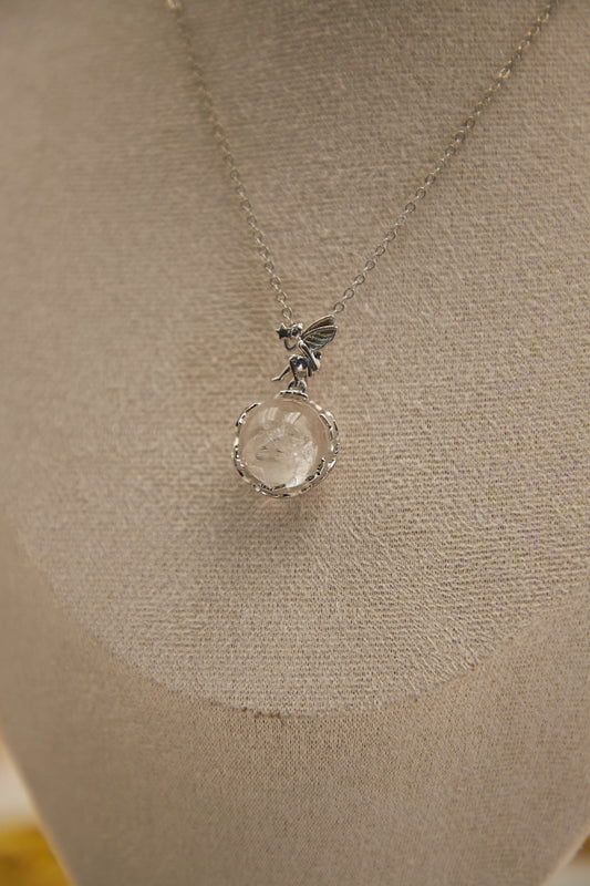 N011-White Asai Angel Pendant with Magnetic Necklace