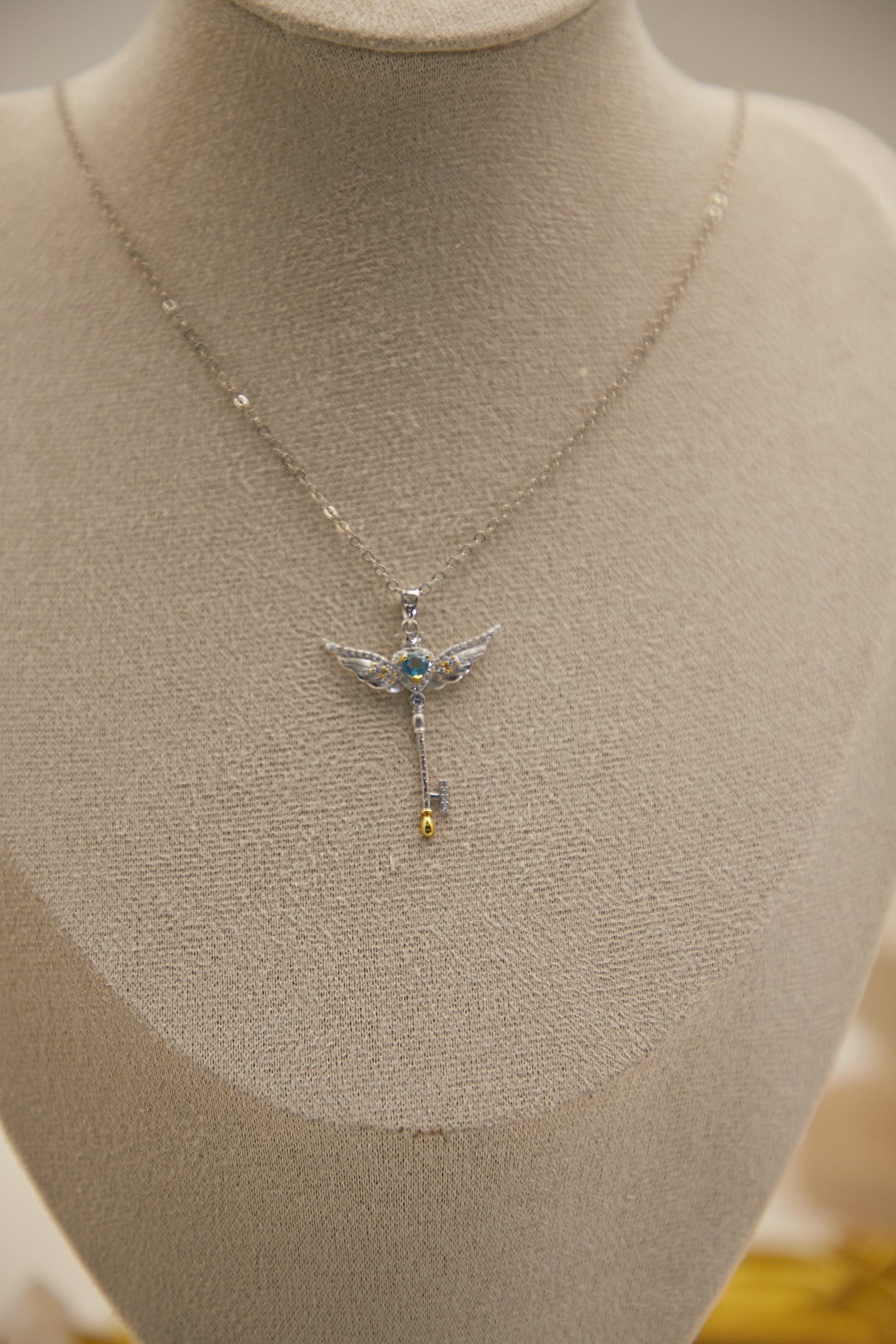 N016-Topaz・Citrine Magic Wand Pendant with Magnetic Necklace
