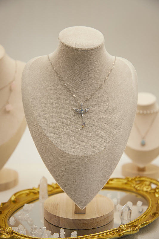 N016-Topaz・Citrine Magic Wand Pendant with Magnetic Necklace