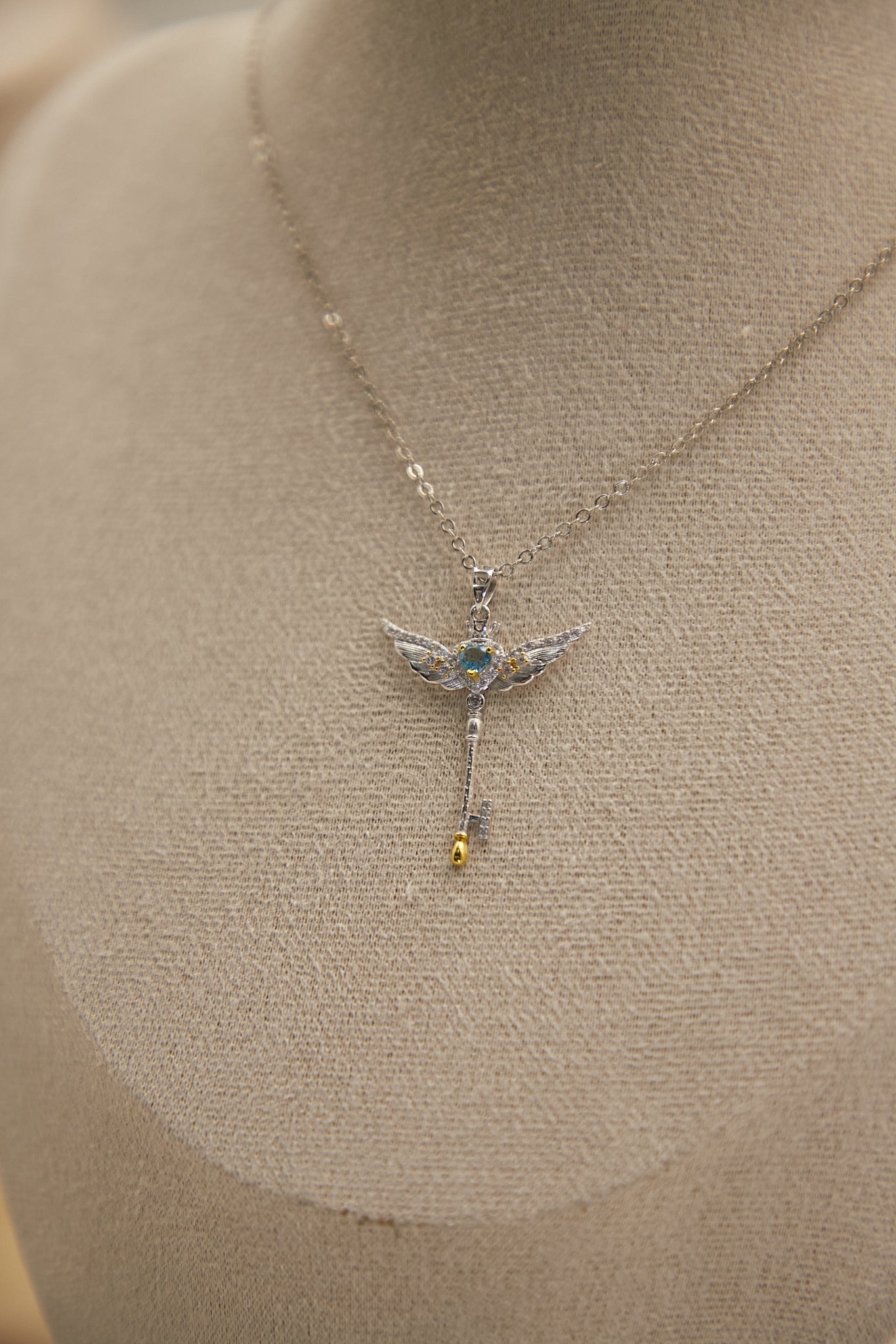 N016-Topaz・Citrine Magic Wand Pendant with Magnetic Necklace