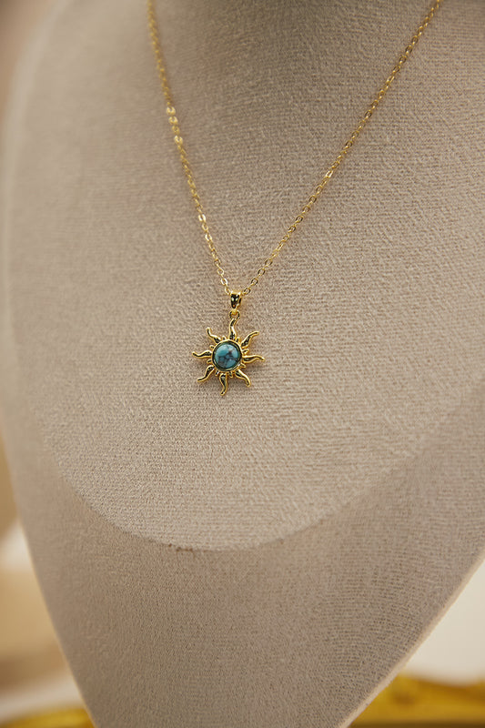 N021-Turquoise Pendant with Magnetic Necklace (Gold)