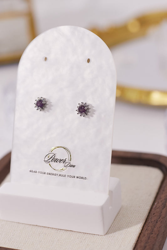 E035-Amethyst zircon earrings