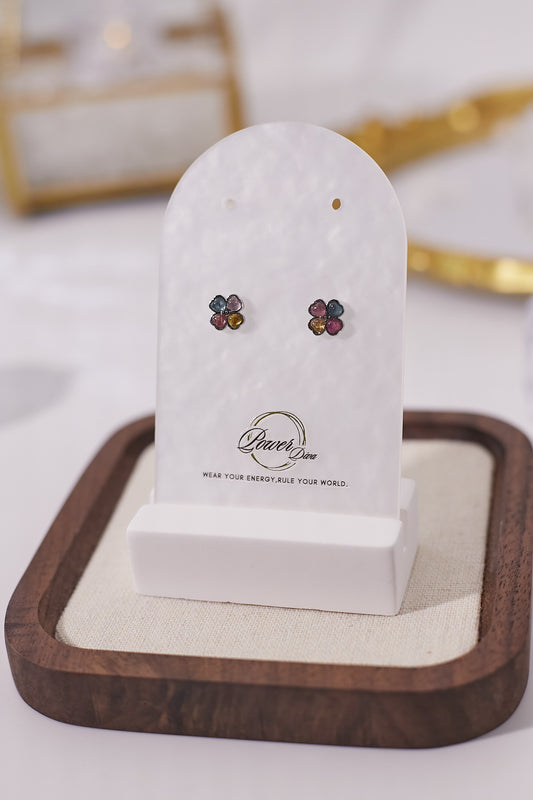 E038-Tourmaline Four-Leaf Clover Earrings (3mm)