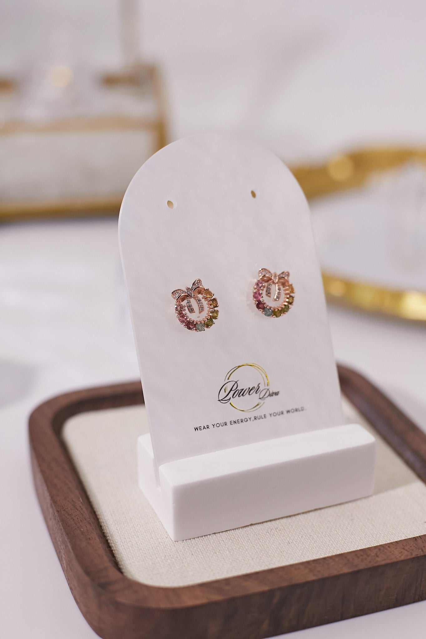 E040-Tourmaline Bow Hoop Earrings