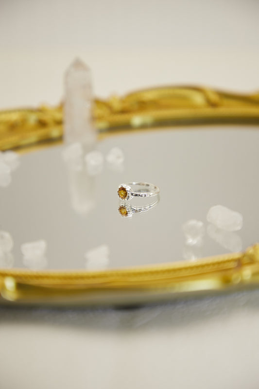R003-Citrine S925 Open Ring