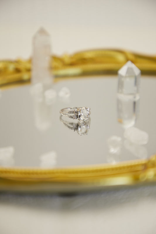 R007-White crystal S925 open ring