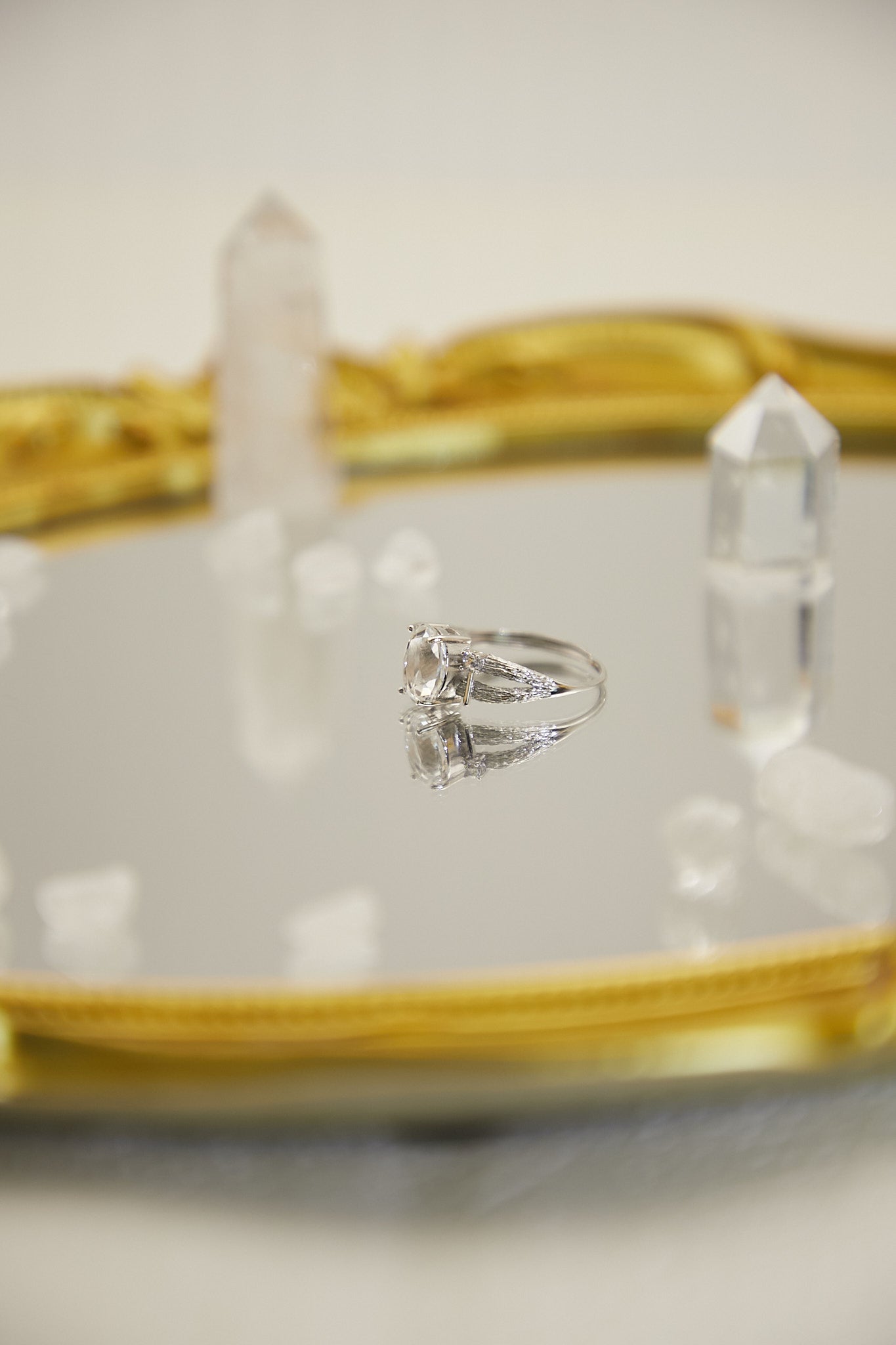 R007-White crystal S925 open ring