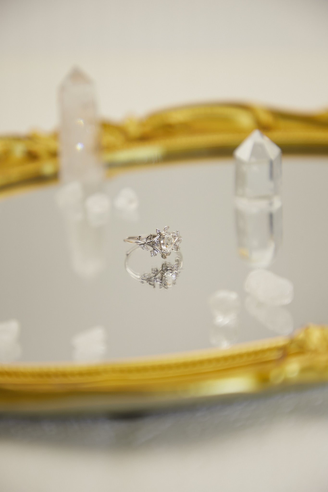 R009-White crystal S925 open ring