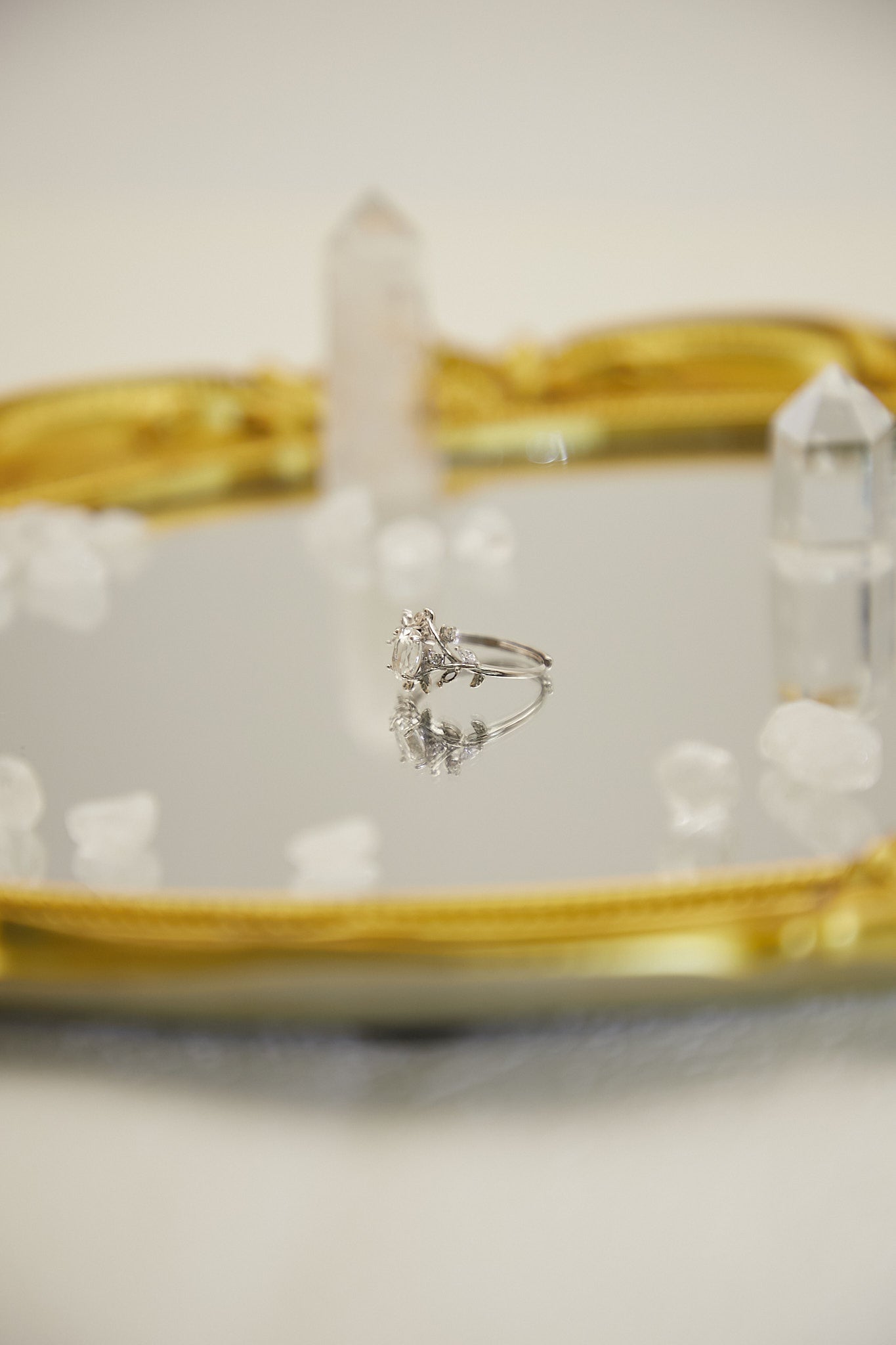 R009-White crystal S925 open ring