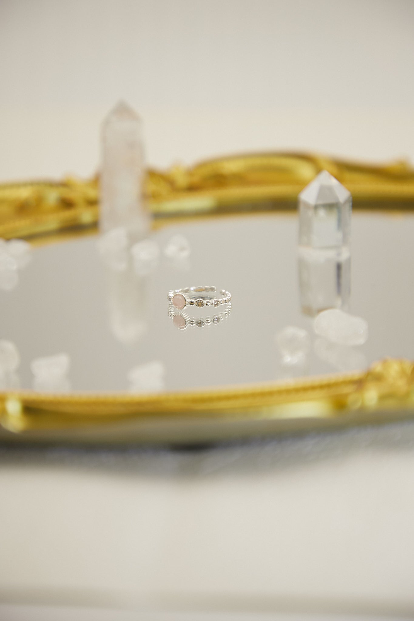 R011-Pink quartz S925 open ring