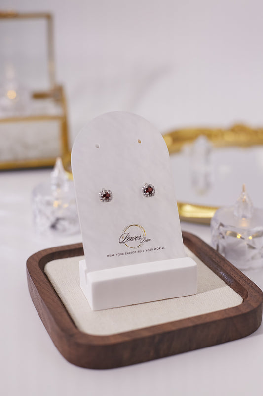 E054-Garnet and zircon earrings