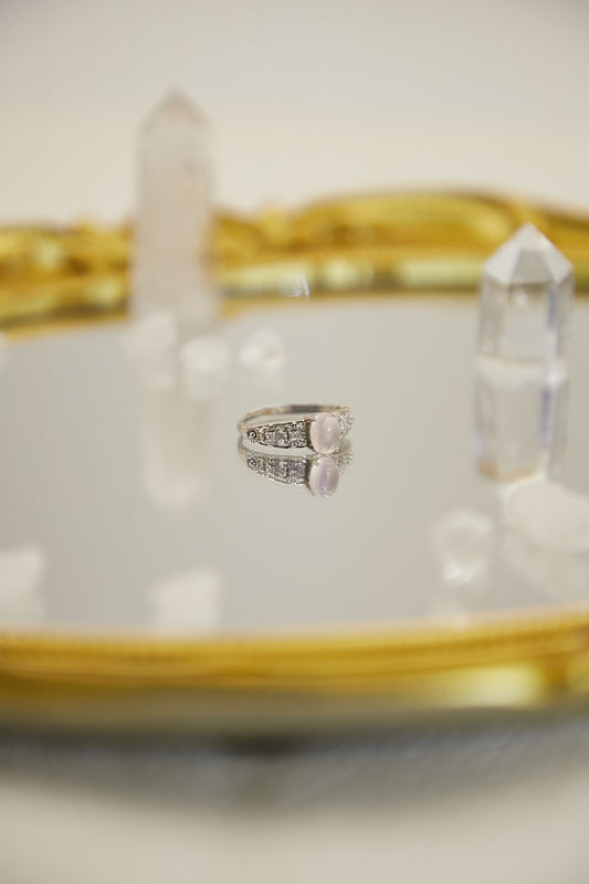 R015-Pink quartz S925 open ring