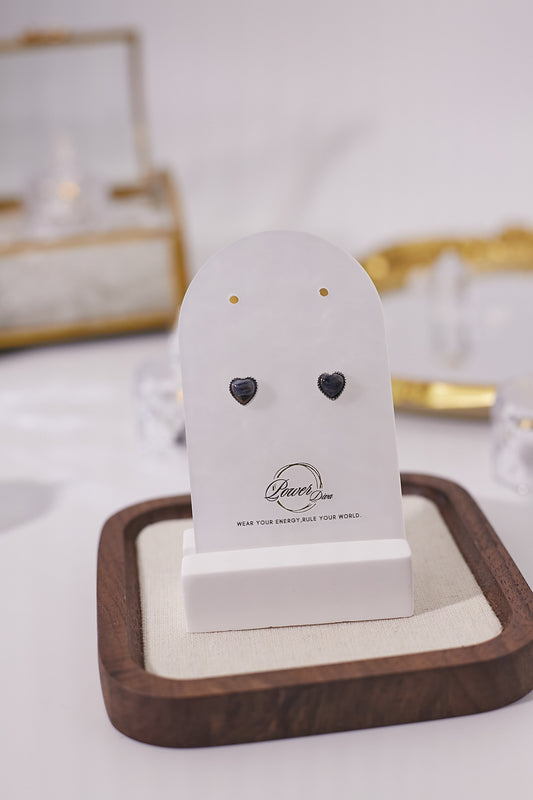 E056-Peter Stone Heart Shape Earrings