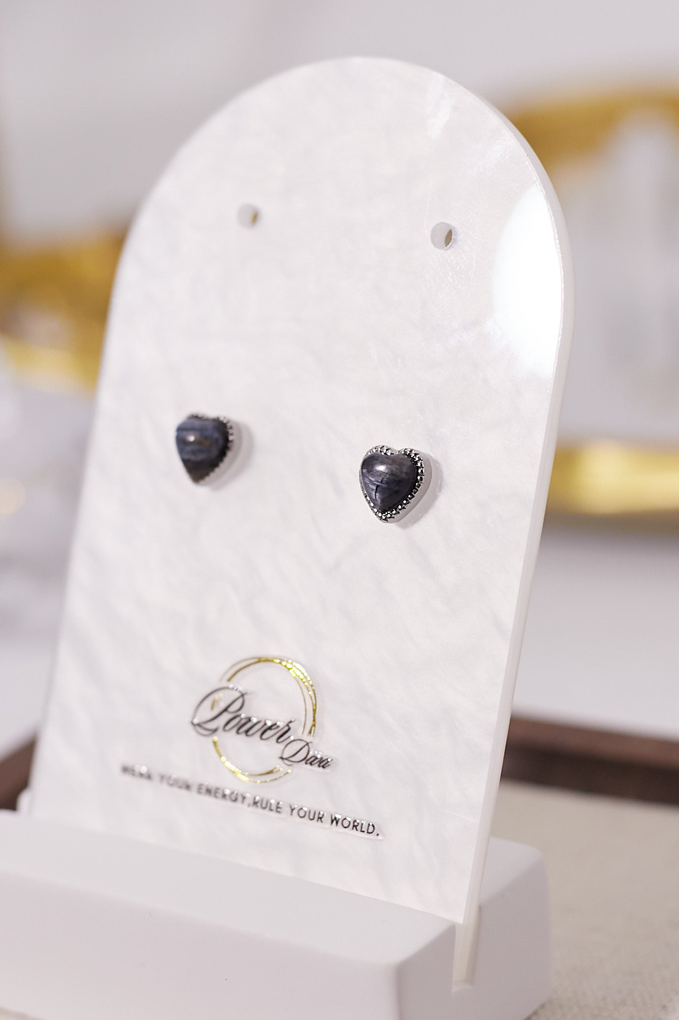 E056-Peter Stone Heart Shape Earrings