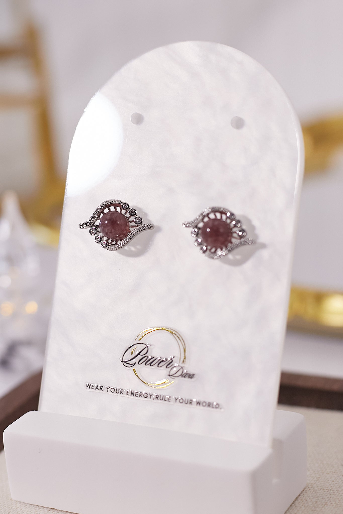 E058-Strawberry crystal zircon earrings