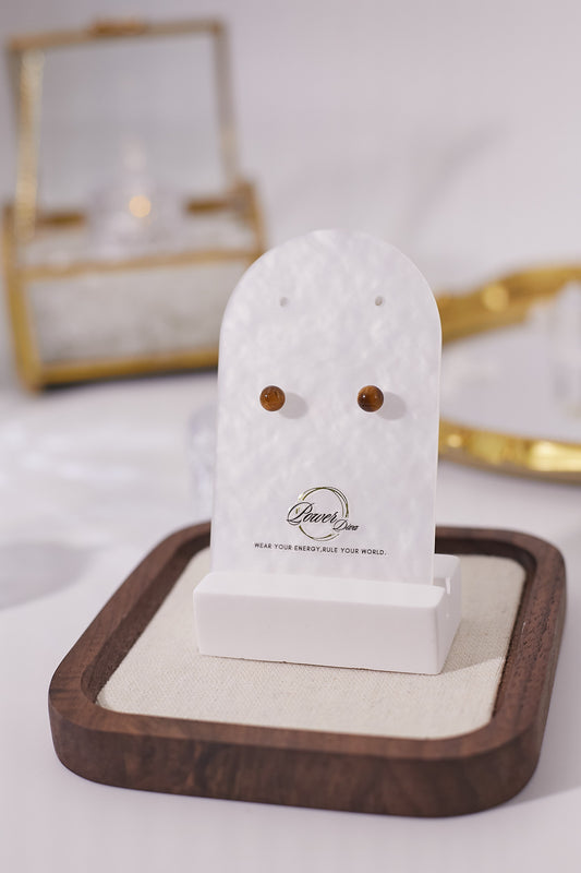 E063-Yellow Tiger Eye Stone Earrings