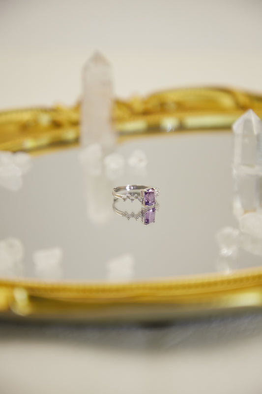 R025- Amethyst S925 open ring