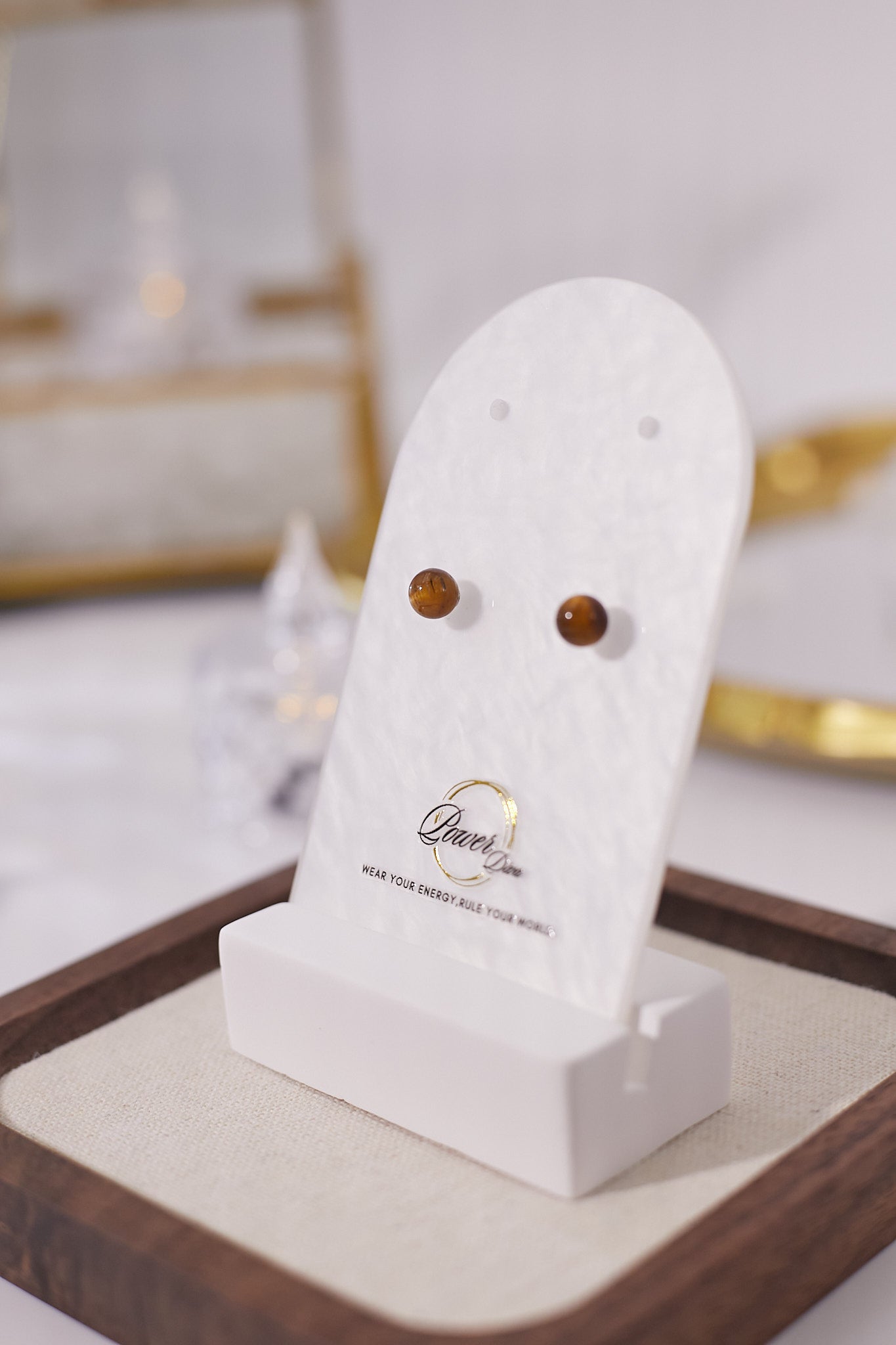 E063-Yellow Tiger Eye Stone Earrings