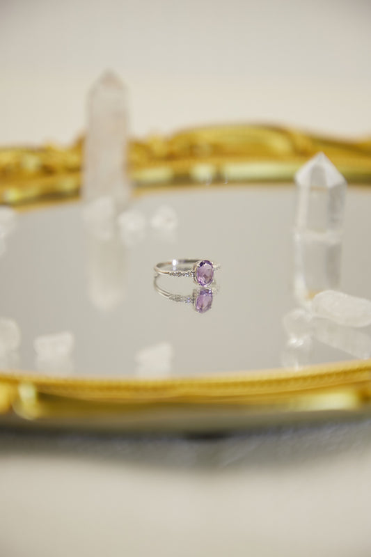 R026- Amethyst S925 open ring