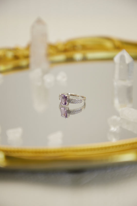 R027- Amethyst S925 open ring