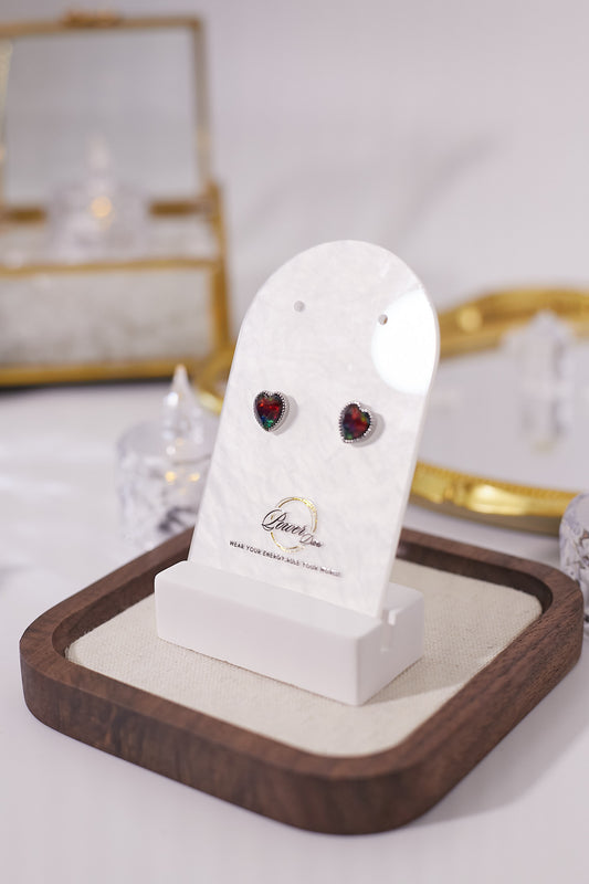 E069-Colored heart-shaped earrings