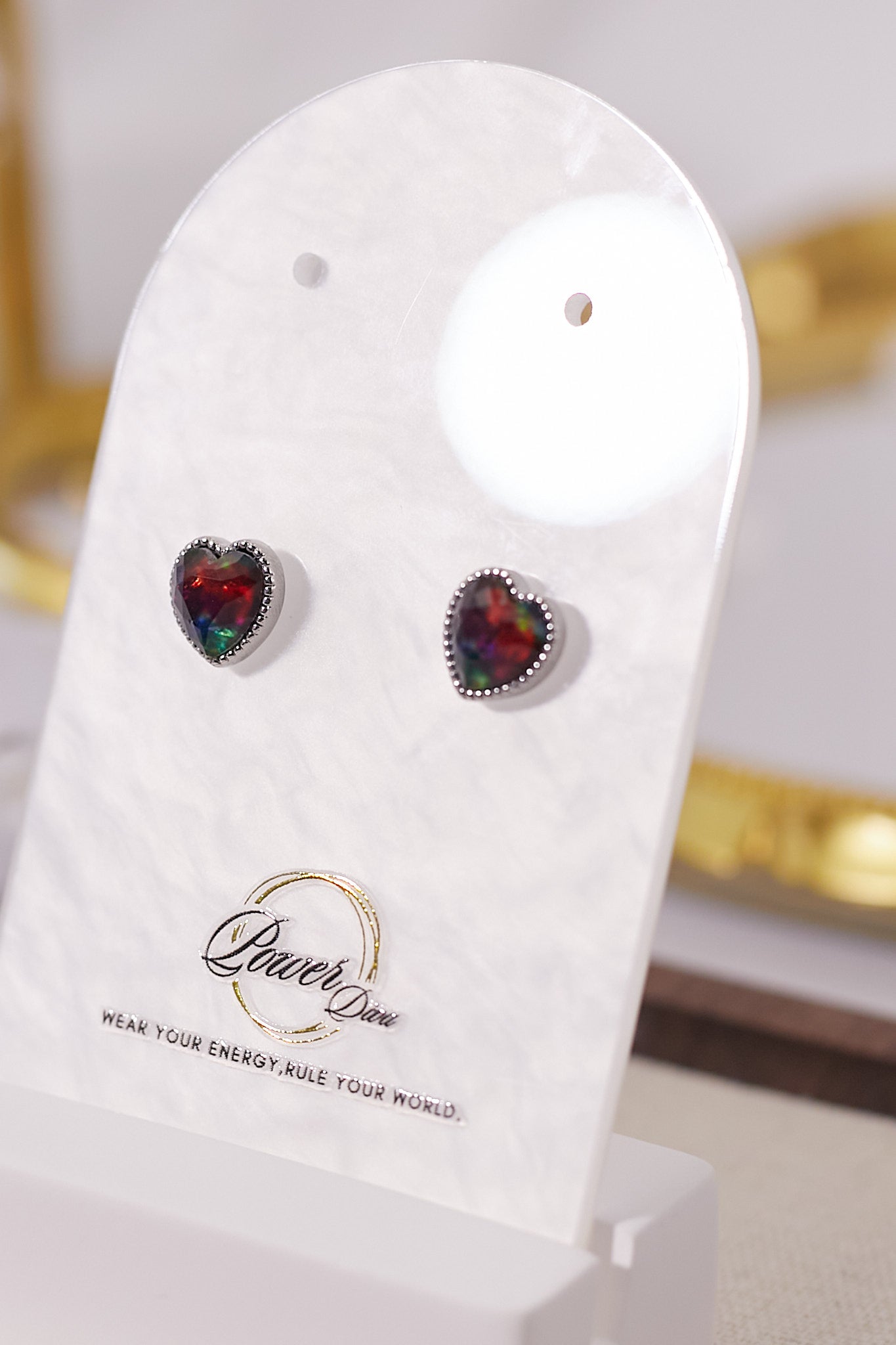 E069-Colored heart-shaped earrings
