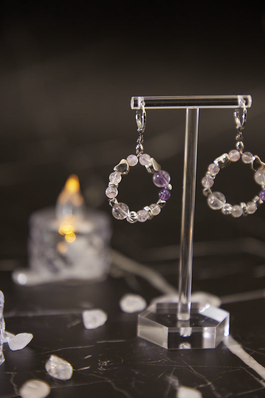 E006-Purple Super Seven Circle Earrings