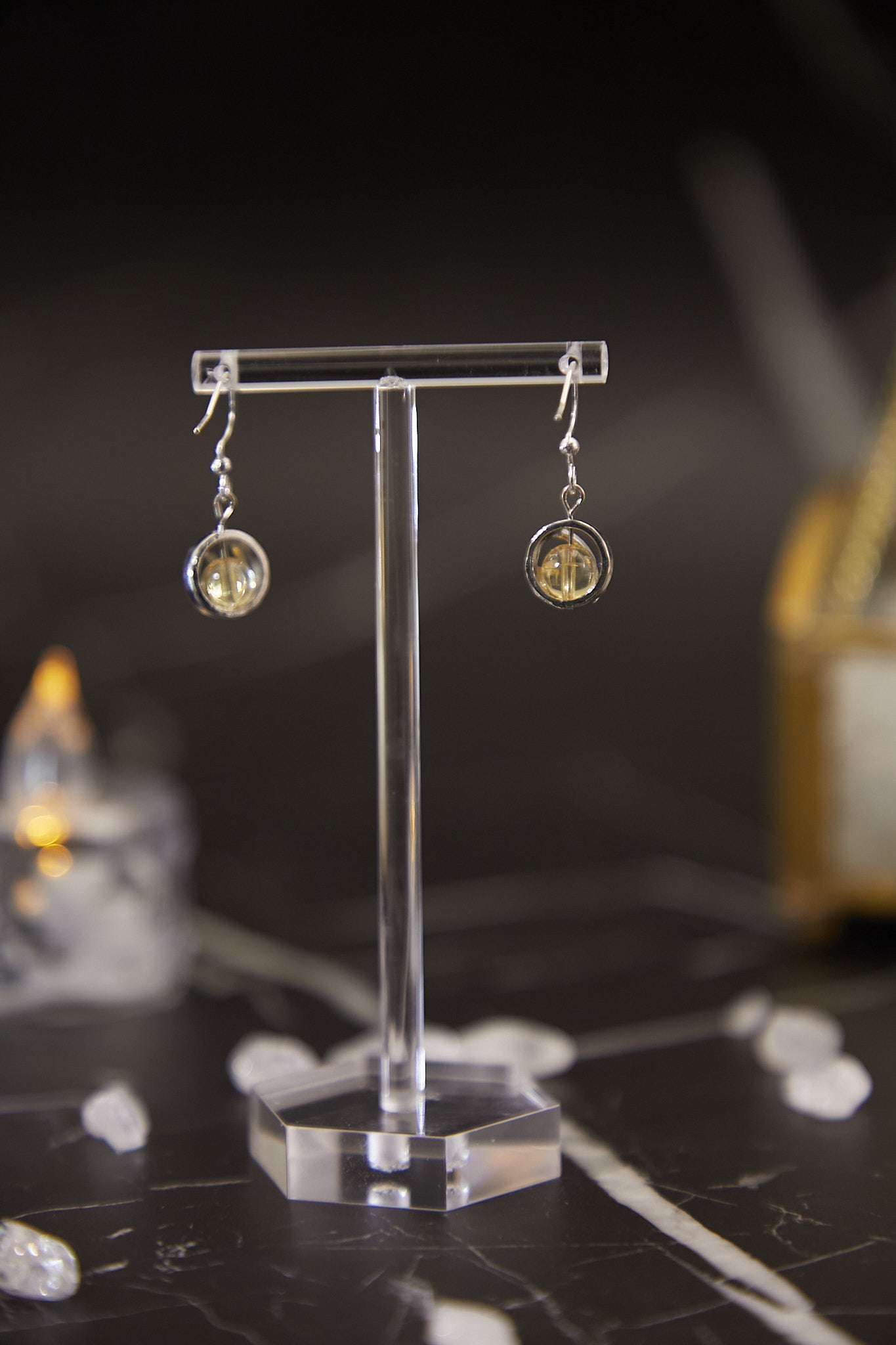 E014-Citrine Planet Ear Hook