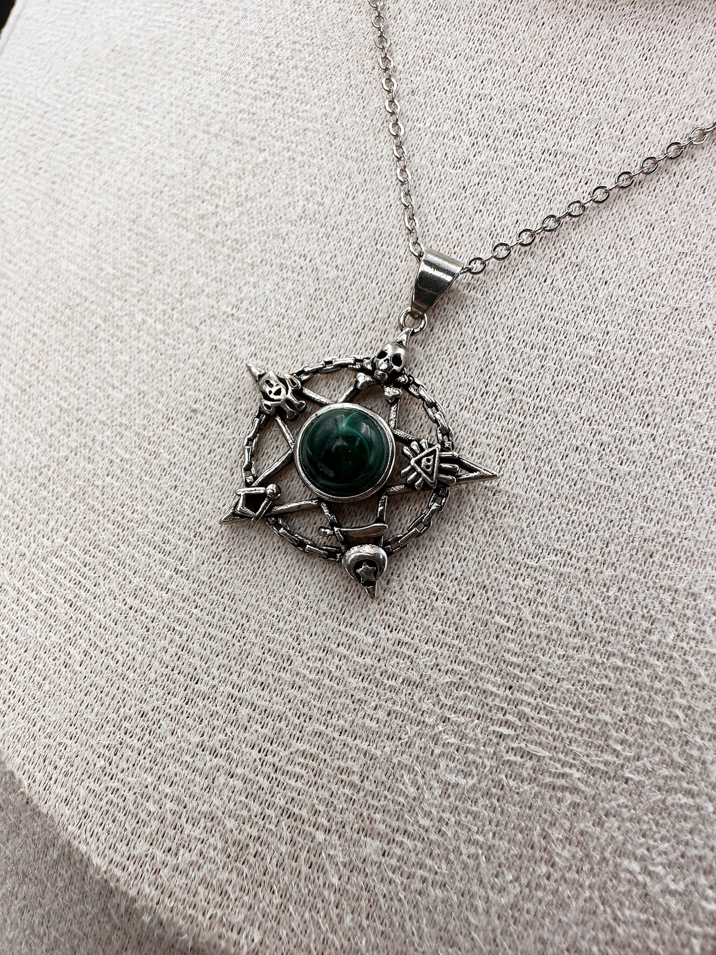 N030-Malachite Five-pointed Star Double Chain Magnetic Necklace