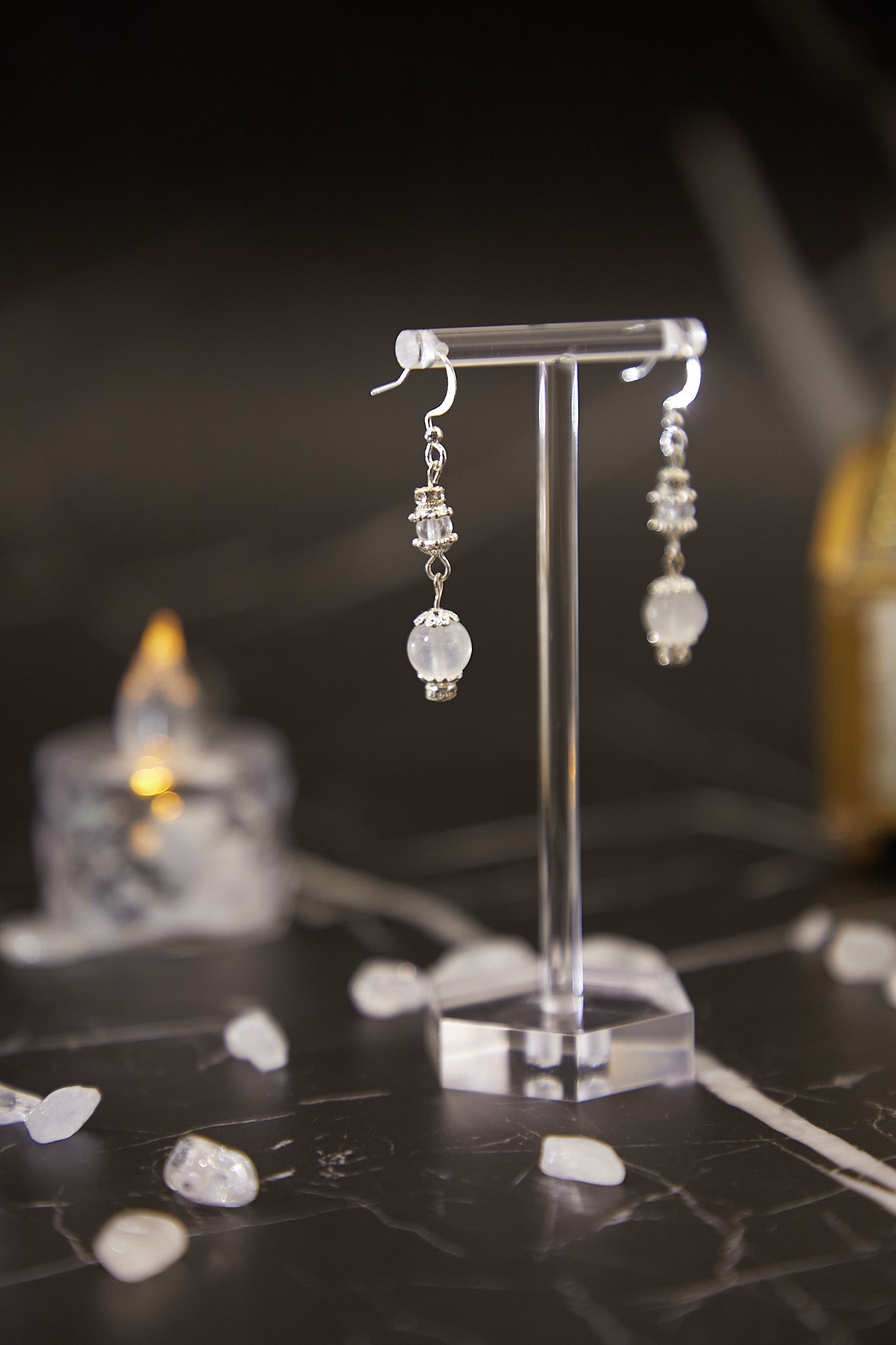 E023-Blue Moon Sparkling Earrings