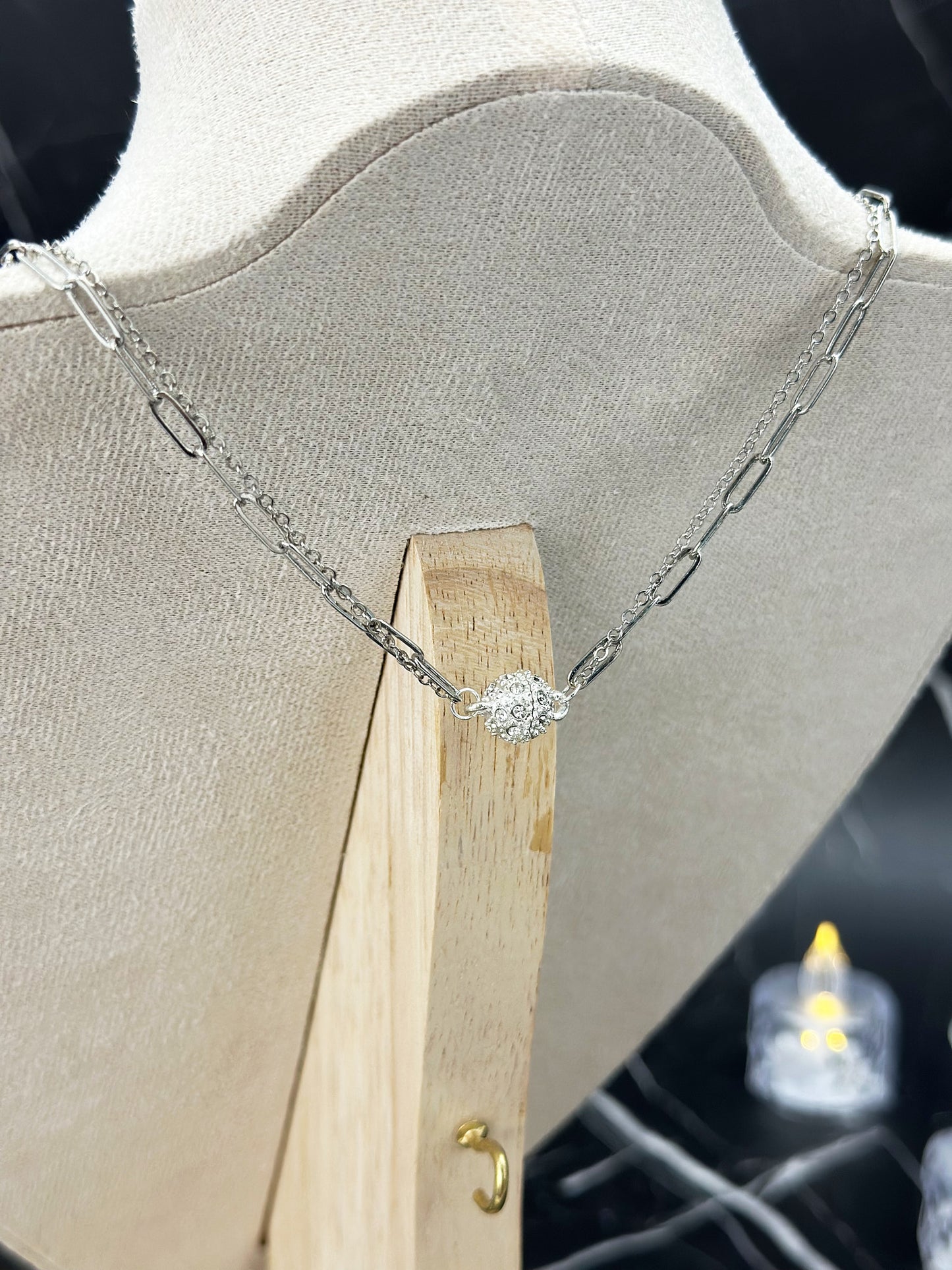 N032-Amethyst Planet Double Chain Magnetic Necklace