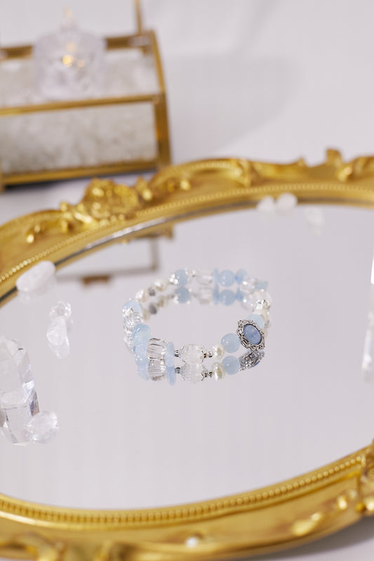 C040-Aquamarine. Freshwater Pearl. White Asai