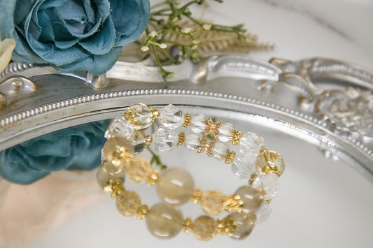 C007-Rose Quartz, White Quartz, Citrine, White Asai