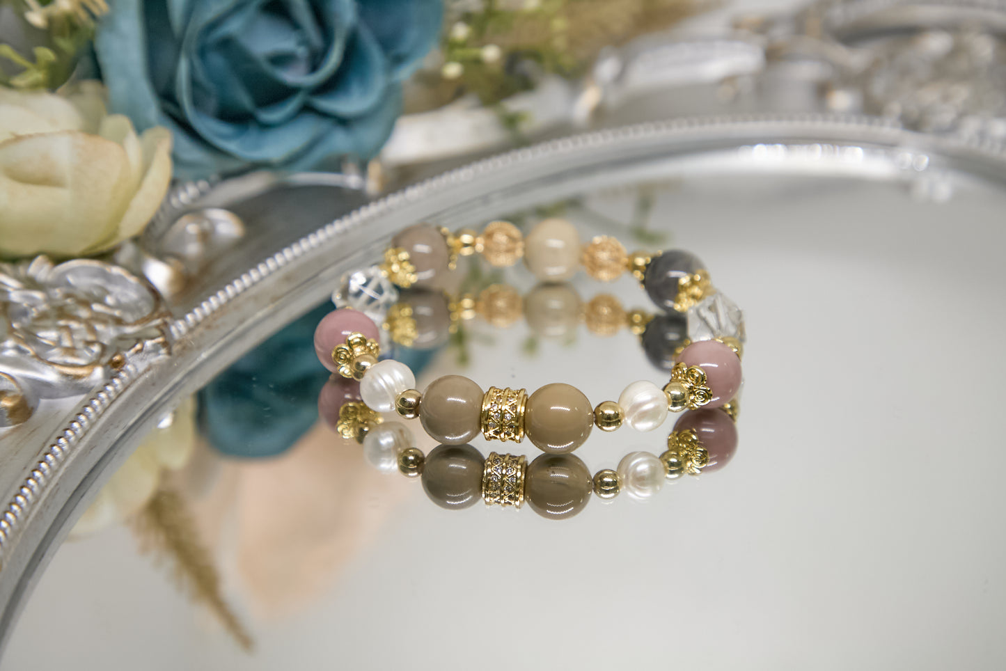 C010-Alashan. White crystal. Freshwater pearl